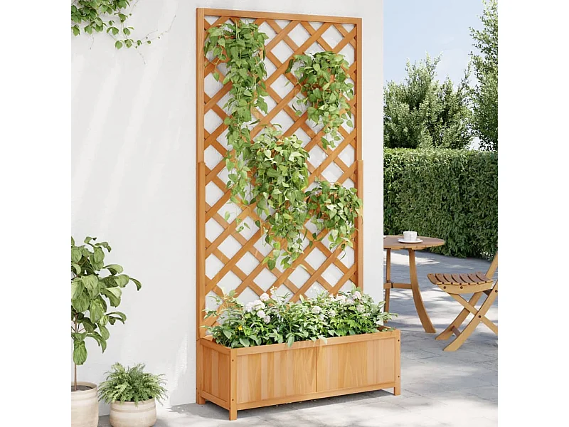 Jardinière avec treillis marron bois massif de sapin FR54161