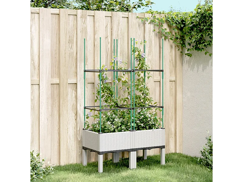 Jardinière avec treillis blanc 80x40x142,5 cm PP FR73123