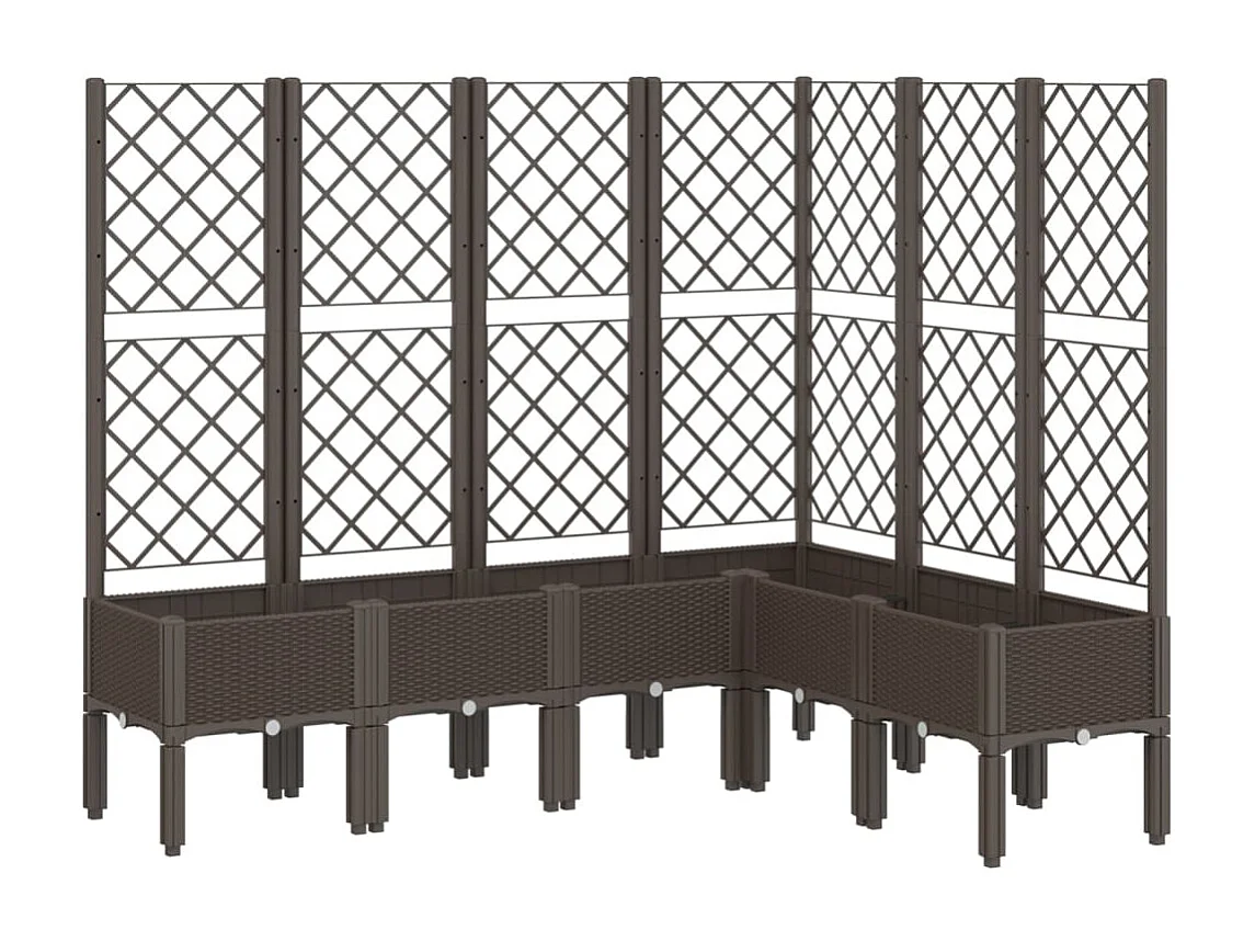 Plantenbak met latwerk 160x120x142 cm polypropeen bruin BE465263