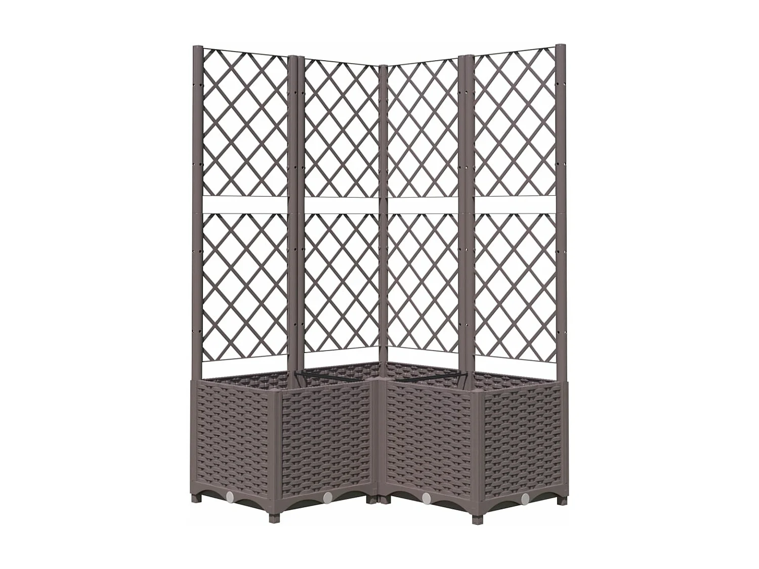 Plantenbak met latwerk 80x80x136 cm polypropeen bruin BE573134