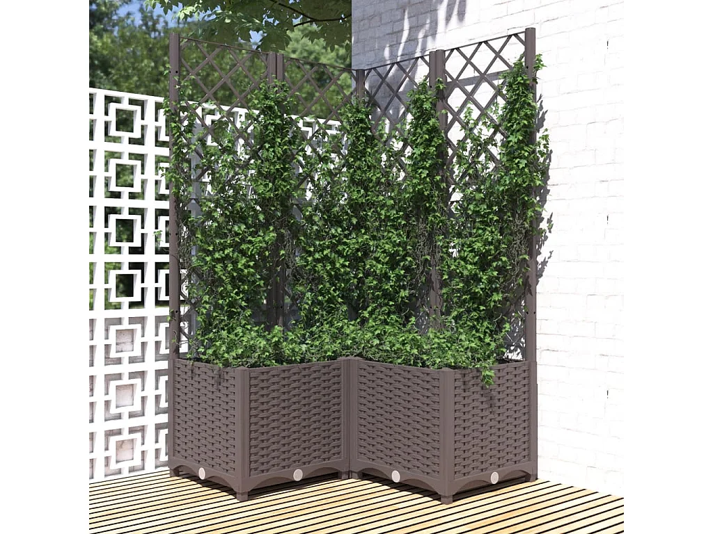 Jardinière avec treillis Marron 80x80x136 cm PP FR33253