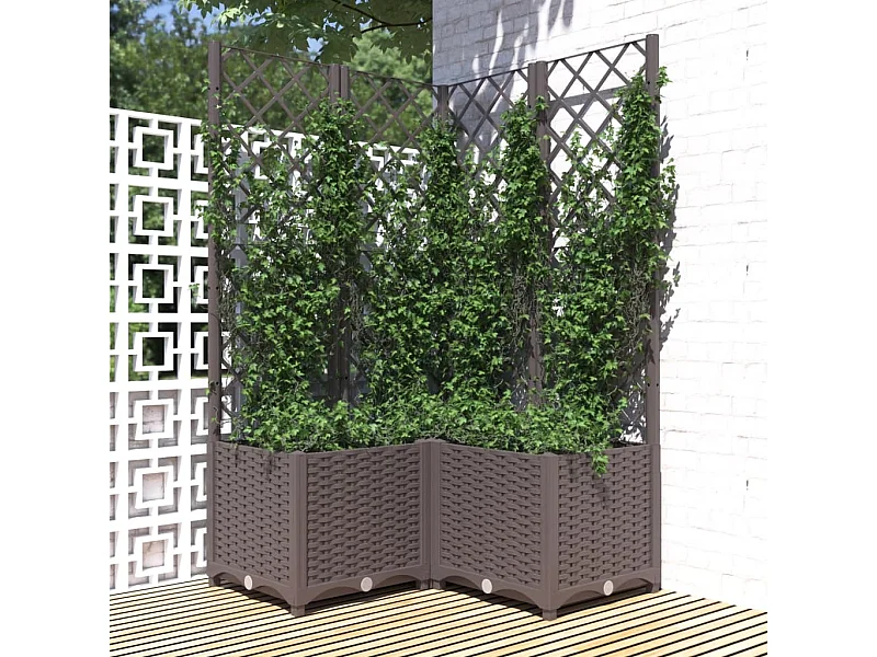 Jardinière avec treillis Marron 80x80x136 cm PP FR33253