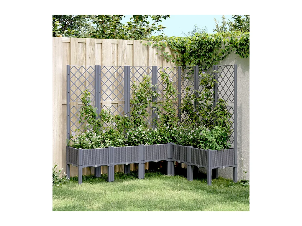 Jardinière avec treillis gris 160x120x142 cm PP FR82505