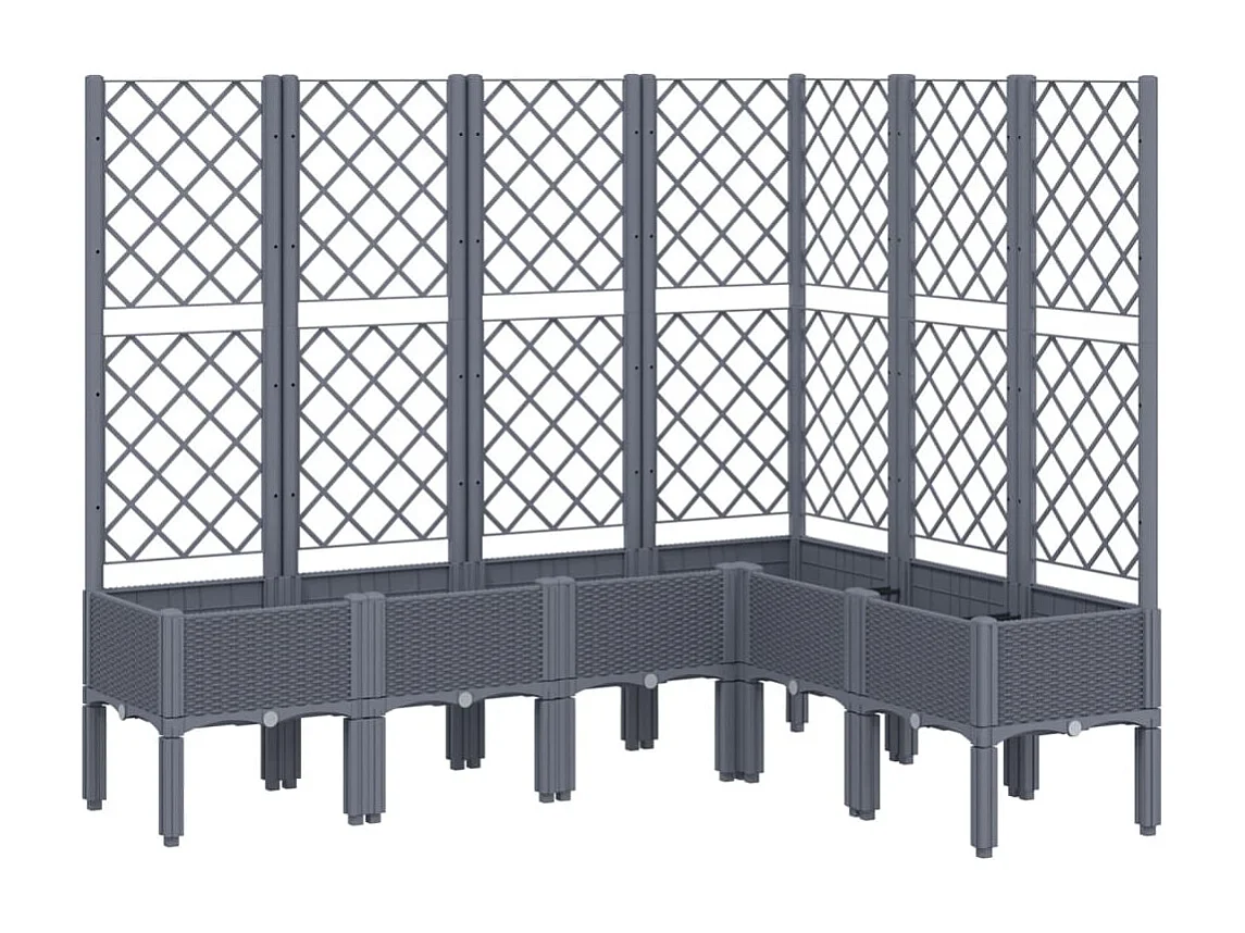 Jardinière avec treillis gris 160x120x142 cm PP FR82505