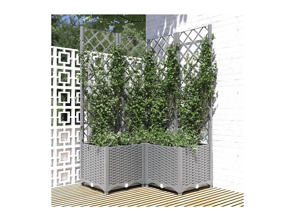 Jardinière avec treillis Gris clair 80x80x136 cm PP FR87254