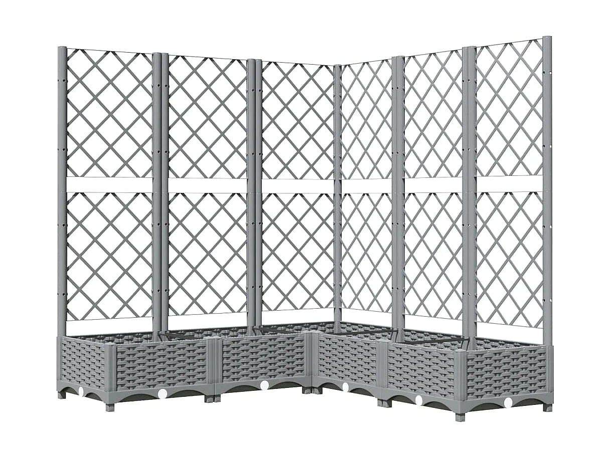 Jardinière avec treillis Gris clair 120x120x121,5 cm PP FR38115