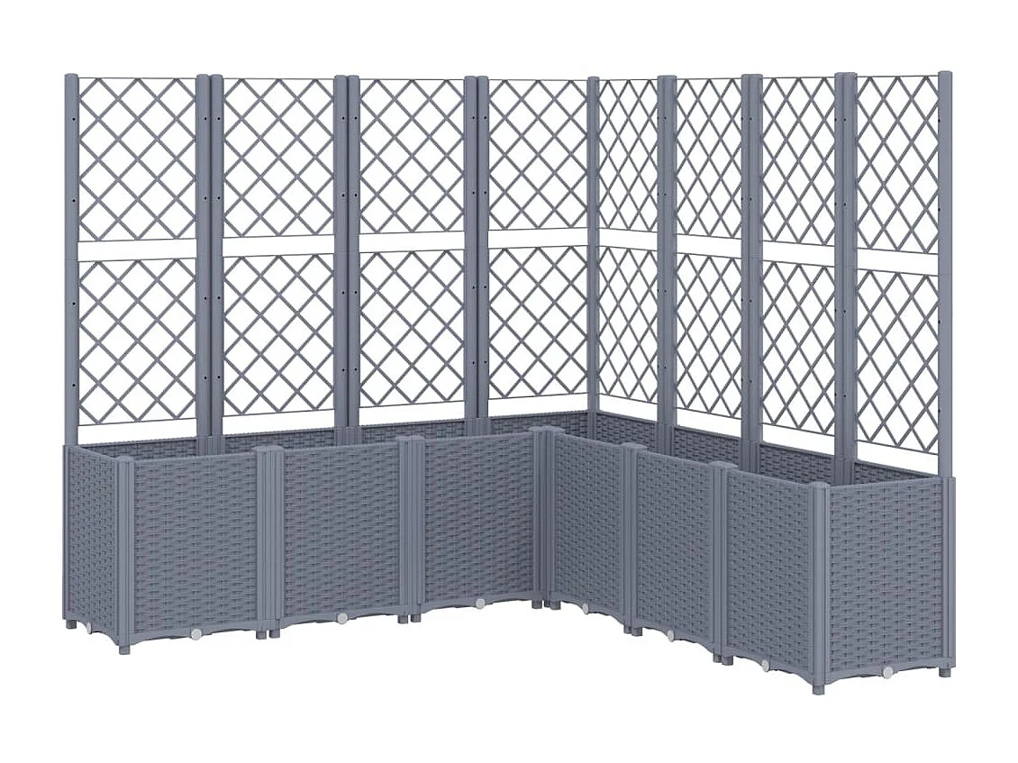 Jardinière avec treillis gris 160x160x140 cm PP FR89240