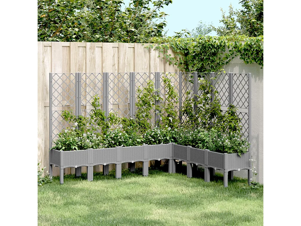 Jardinière avec treillis gris clair 200x160x142 cm PP FR16391