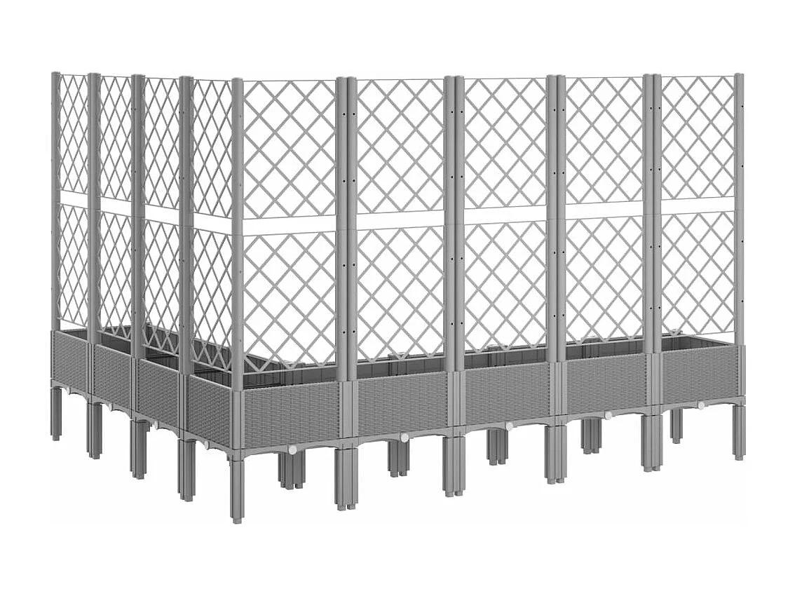 Jardinière avec treillis gris clair 200x160x142 cm PP FR16391