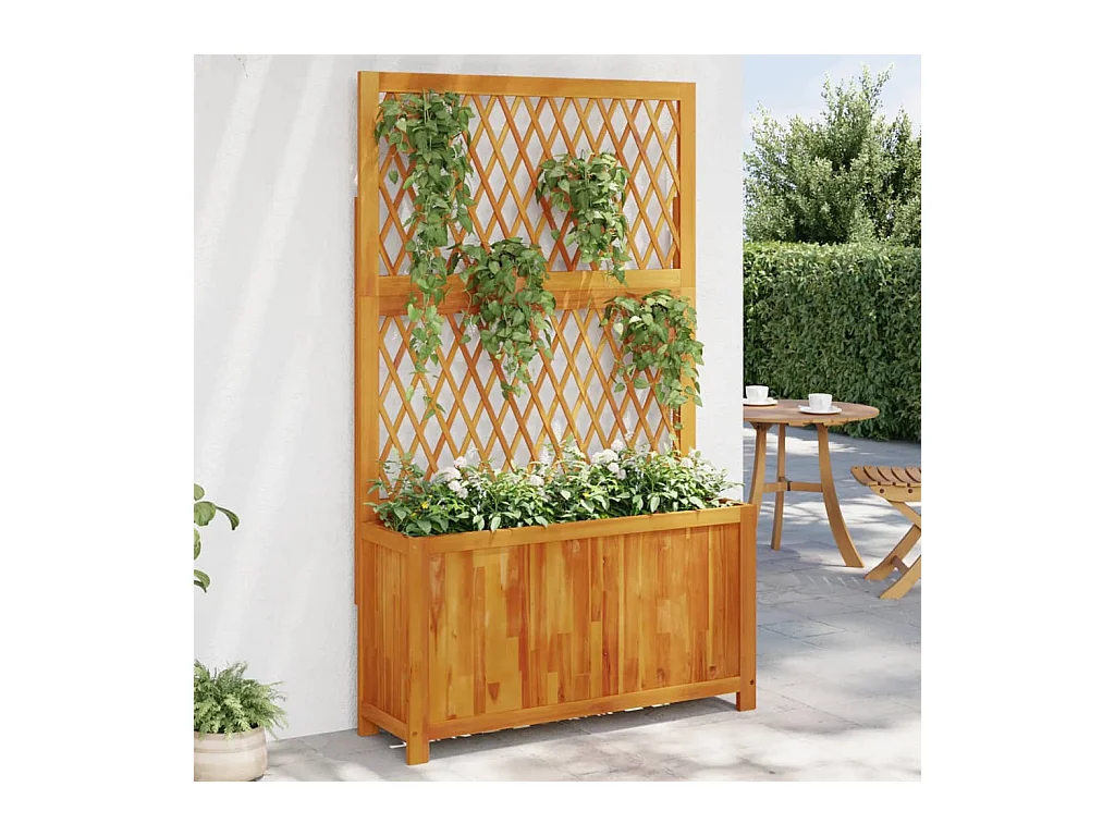 Jardinière avec treillis 100x32x165 cm bois massif d'acacia FR93541