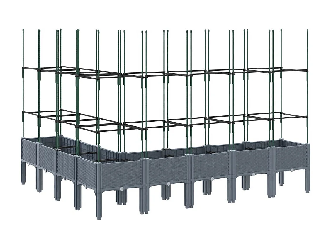 Jardinière avec treillis gris 200x160x142,5 cm PP FR89342