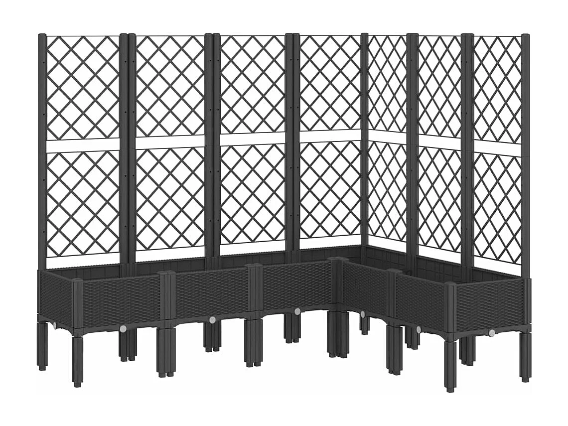 Jardinière avec treillis noir 160x120x142 cm PP FR96294