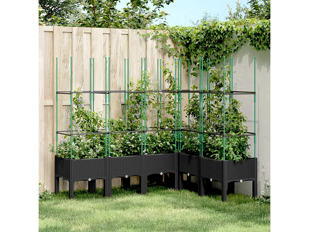 Vaso/floreira de jardim c/ treliça 160x120x142,5 cm PP preto PT446530