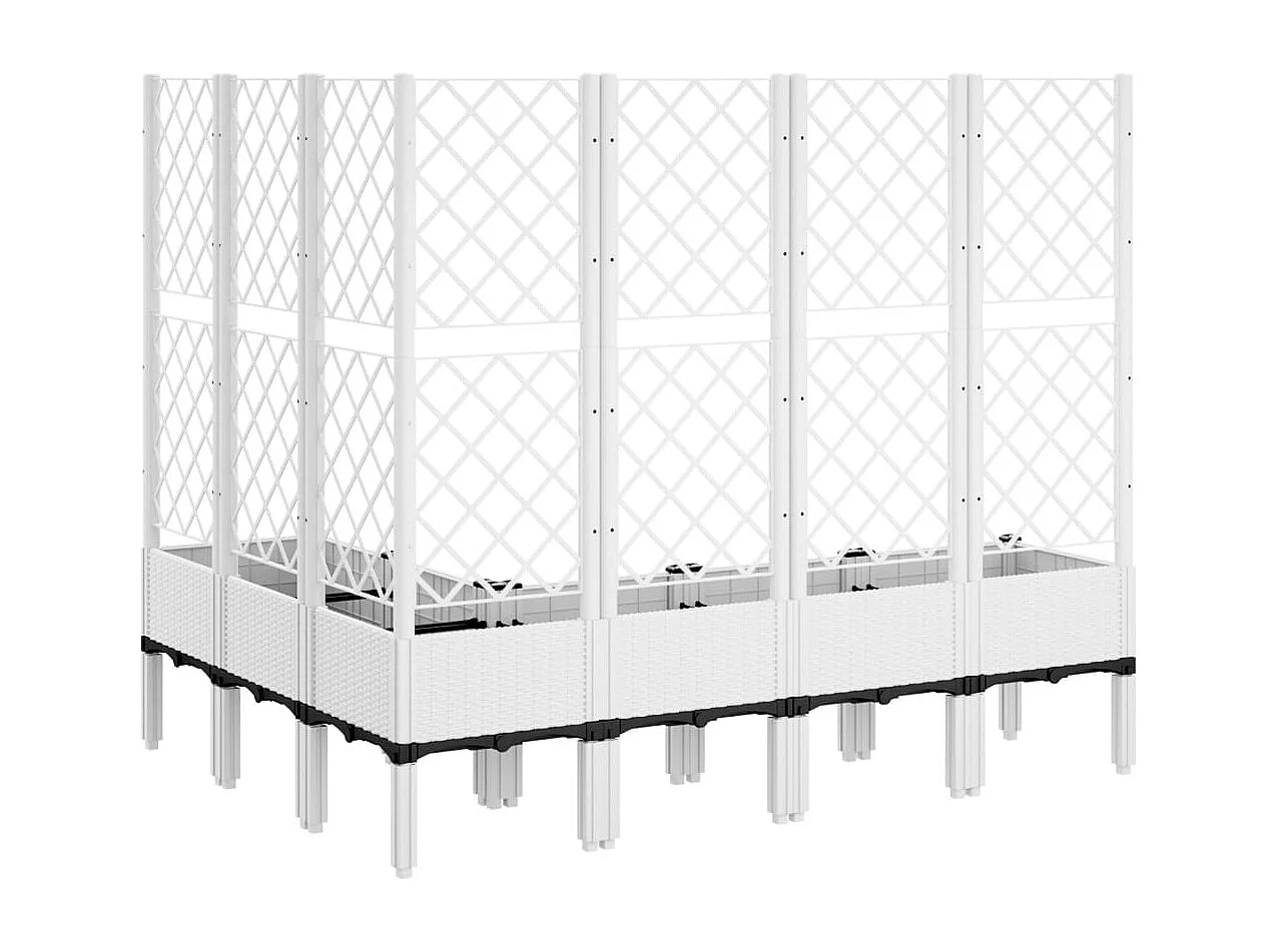 Jardinière avec treillis blanc 160x120x142 cm PP FR54050