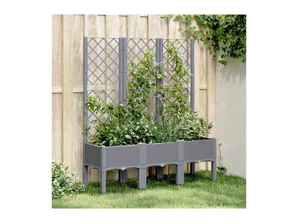 Jardinière avec treillis gris 120x40x142 cm PP FR62181
