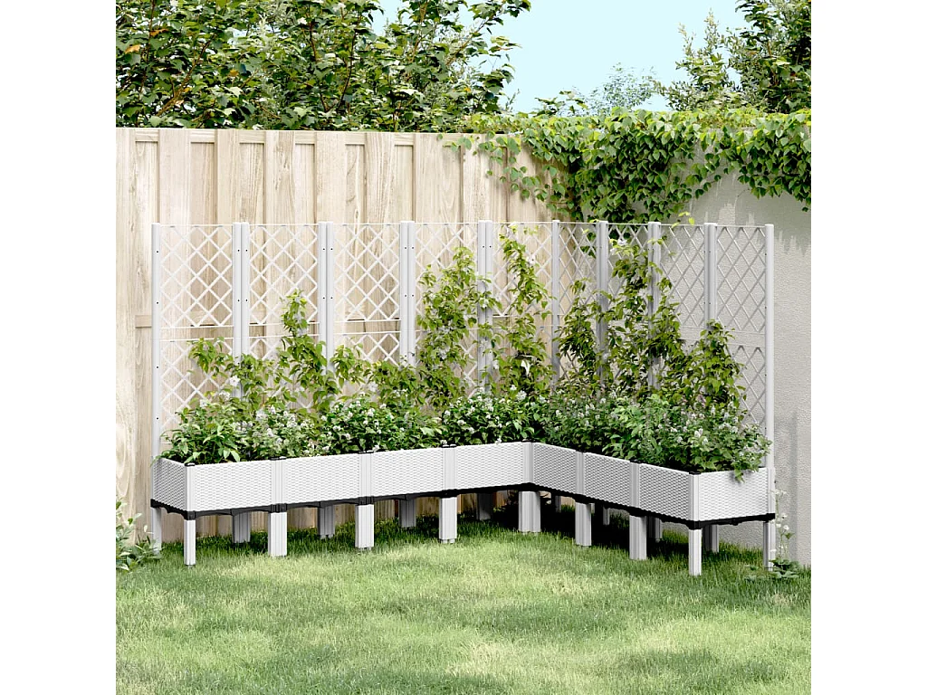 Jardinière avec treillis blanc 200x160x142 cm PP FR41336