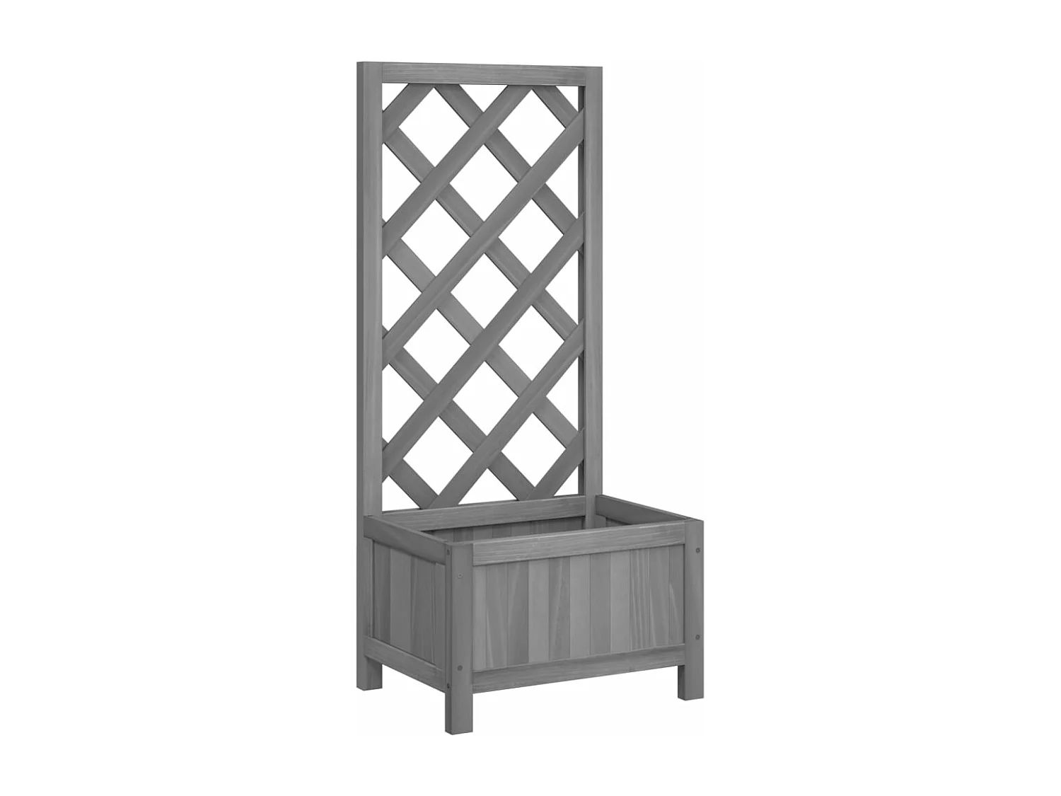 Jardinière avec treillis gris bois massif de sapin FR92356