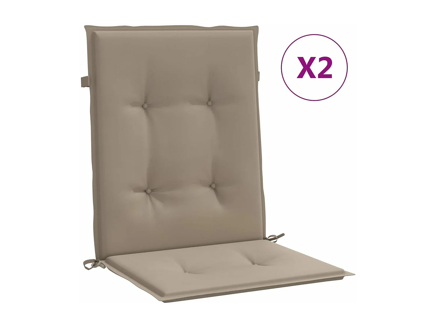 Coussins de chaise de jardin à dossier bas lot de 2 taupe FR296255