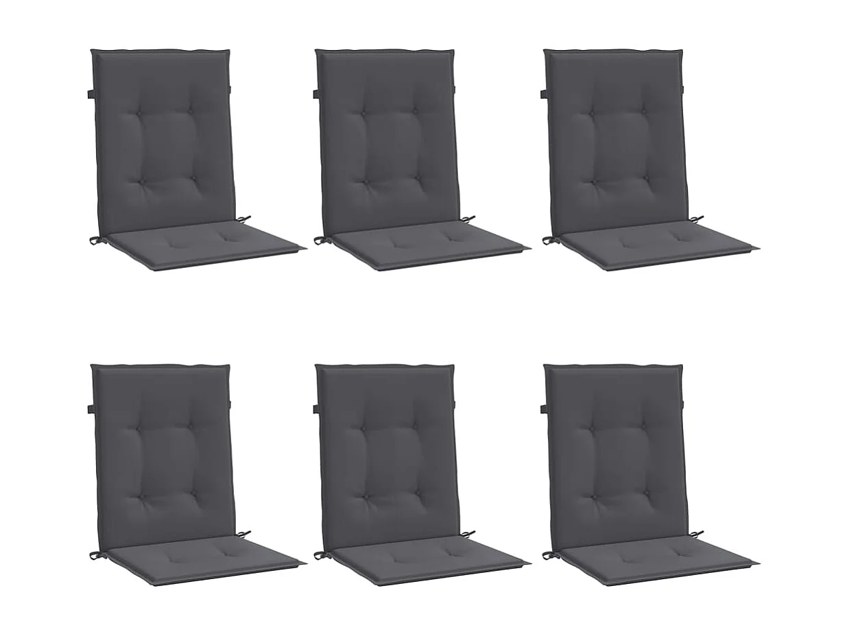 Coussins de chaise de jardin à dossier bas lot de 6 anthracite FR977667