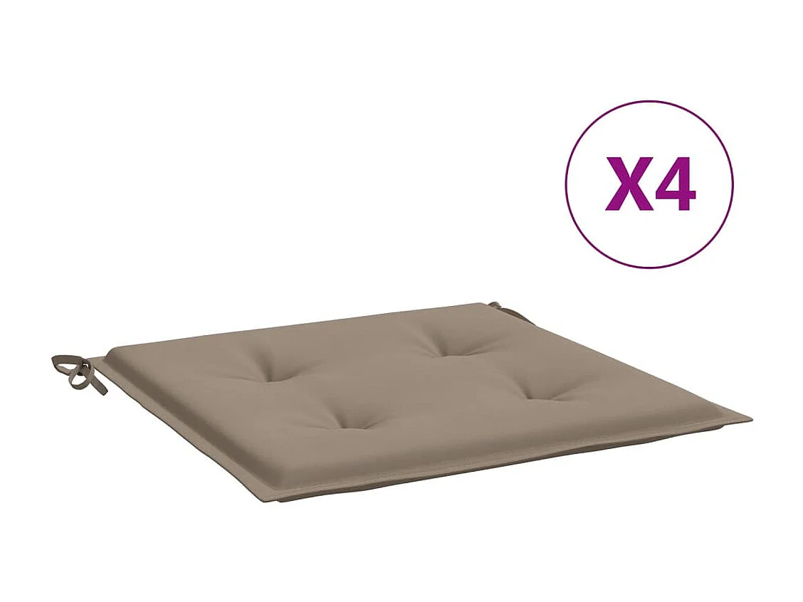 Coussins de chaise jardin lot de 4 taupe 50x50x3cm tissu oxford FR610725