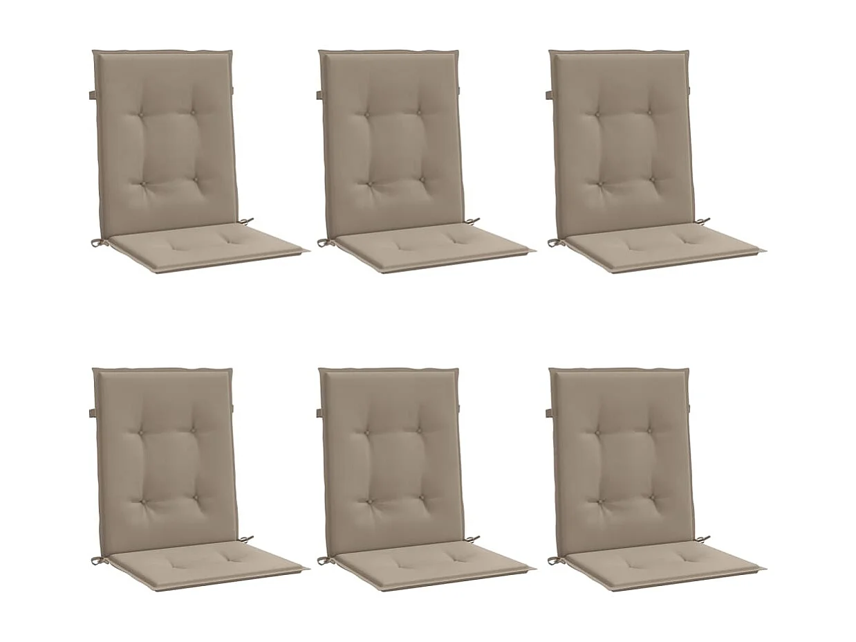 Coussins de chaise de jardin à dossier bas lot de 6 taupe FR762344