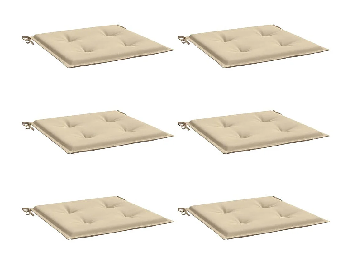 Coussins de chaise jardin lot de 6 beige 50x50x3cm tissu oxford FR400518