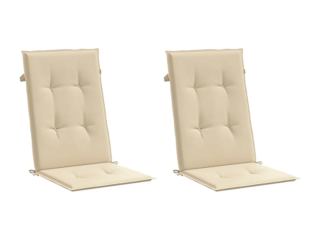 Coussins de chaise de jardin dossier haut lot de 2 beige tissu FR874411
