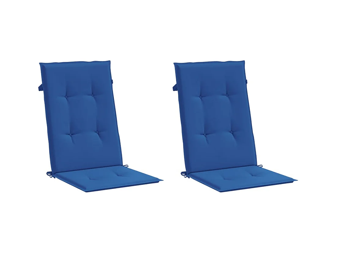 Cojín silla de jardín respaldo alto 2 uds tela azul 120x50x3 cm ES813269