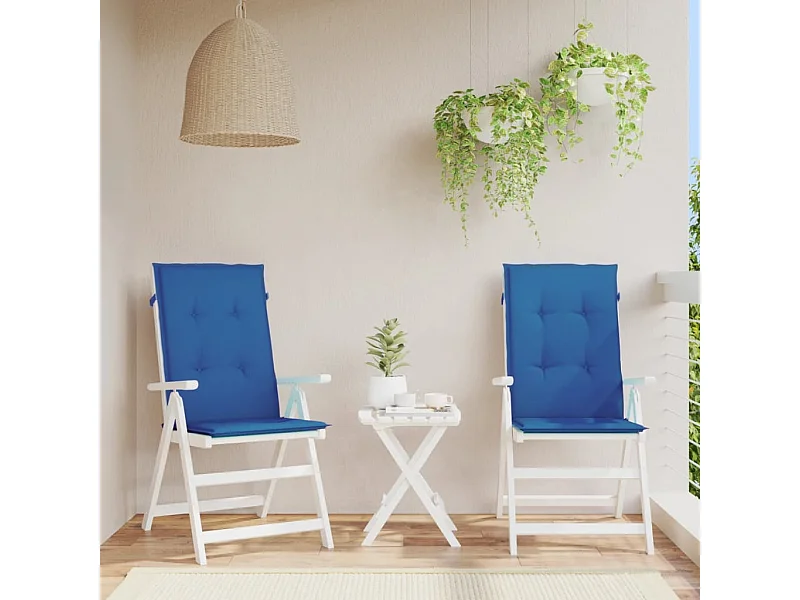 Coussins de chaise de jardin à dossier haut lot de 2 bleu royal FR814114