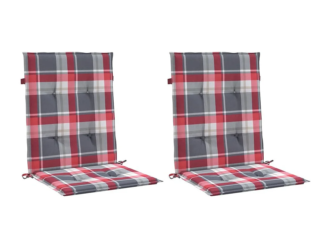 Cojín silla de jardín respaldo bajo 2 uds tela a cuadros rojo ES986804