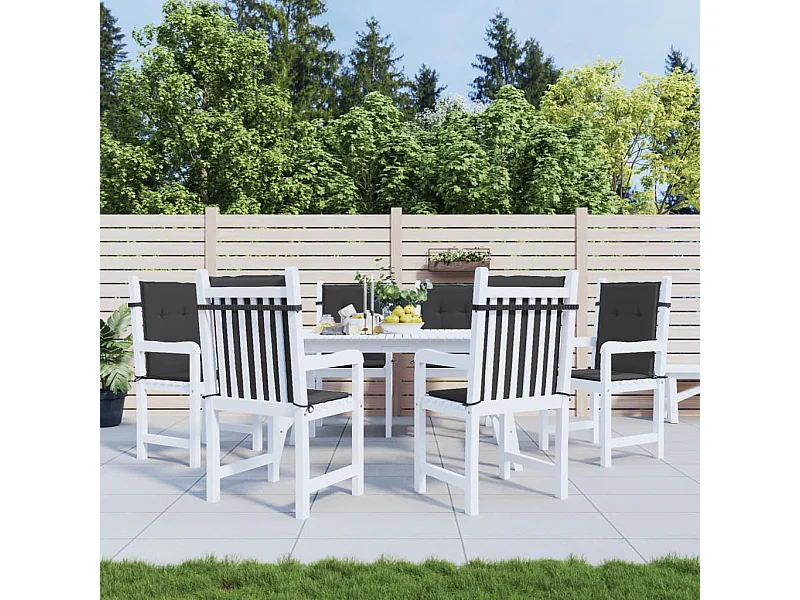 Cojín de silla de jardín respaldo bajo 6 uds tela Oxford negro ES898741