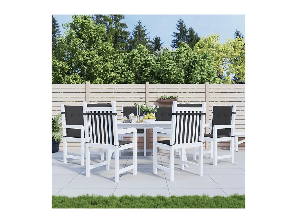 Coussins de chaise de jardin à dossier bas lot de 6 noir FR893678