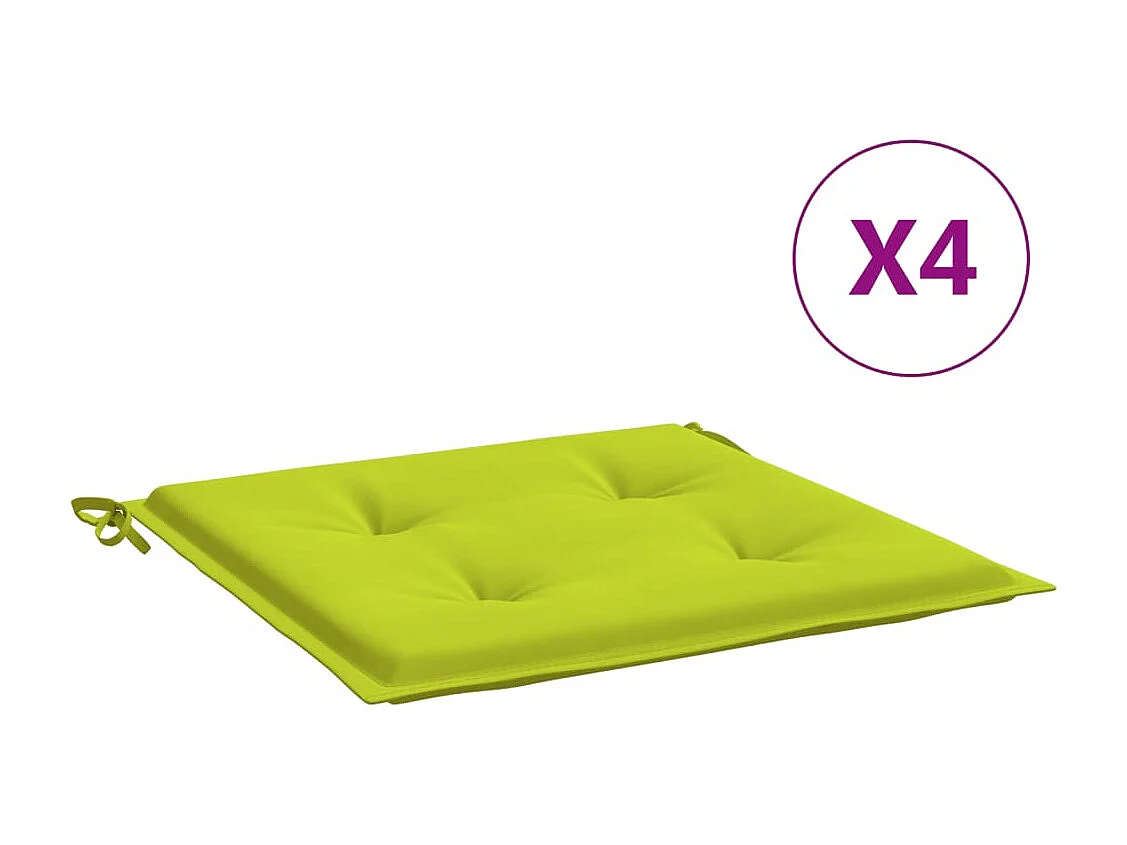 Coussins de chaise de jardin lot de 4 vert vif 40x40x3 cm FR483090