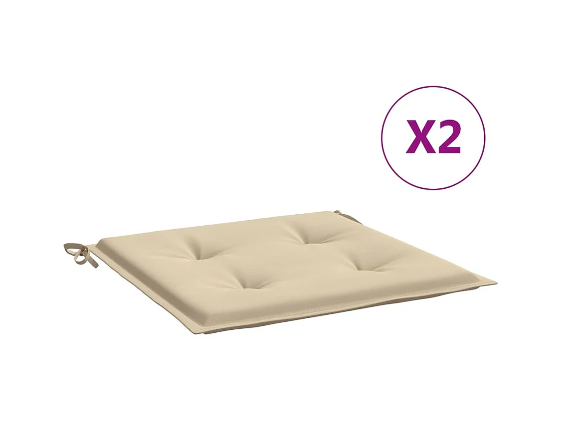 Coussins de chaise de jardin lot de 2 beige 50x50x3 cm FR158308
