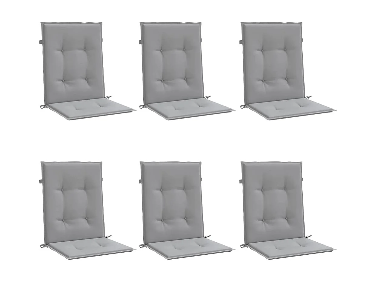 Coussins de chaise de jardin à dossier bas lot de 6 gris FR935776
