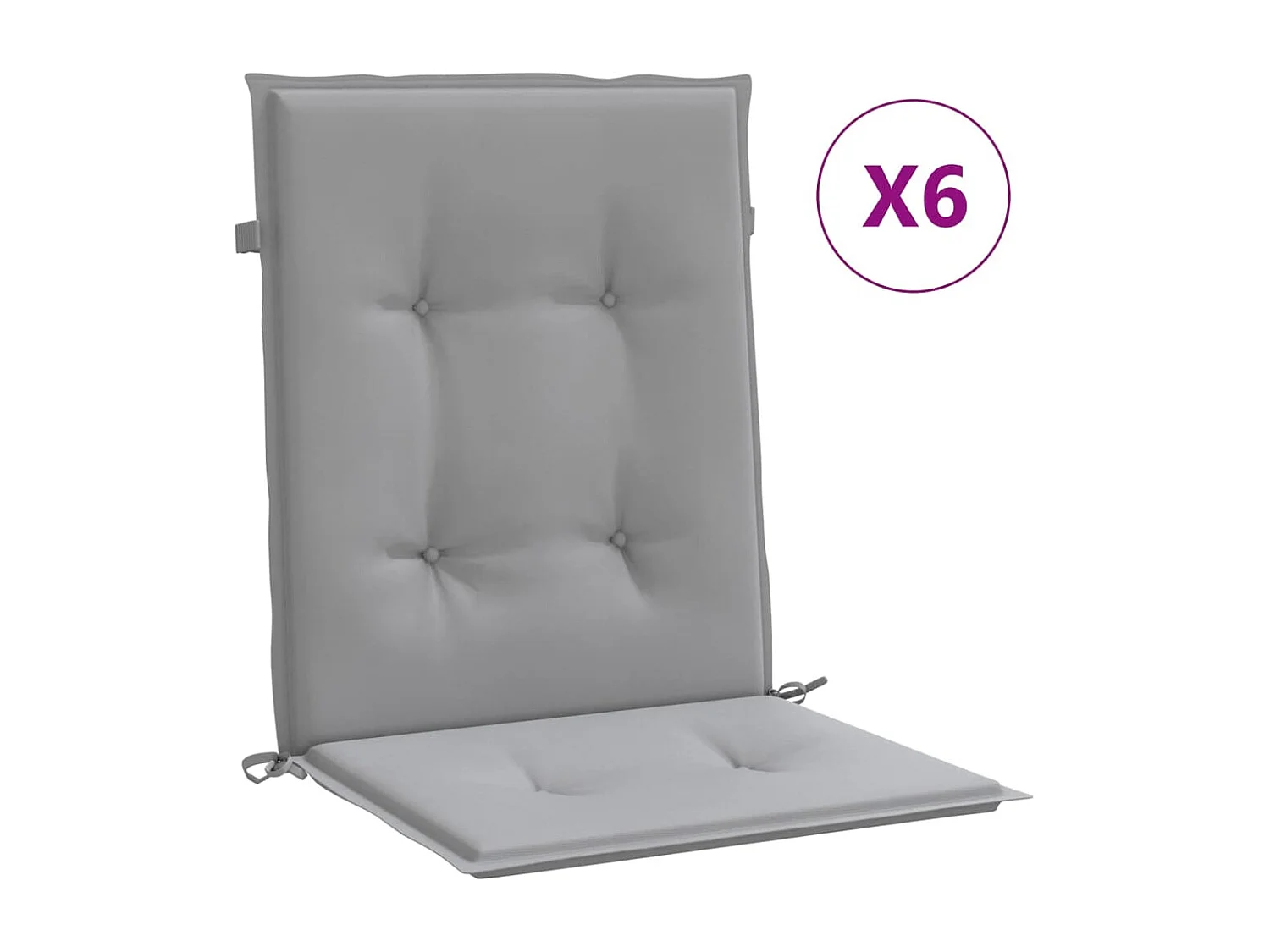 Coussins de chaise de jardin à dossier bas lot de 6 gris FR935776