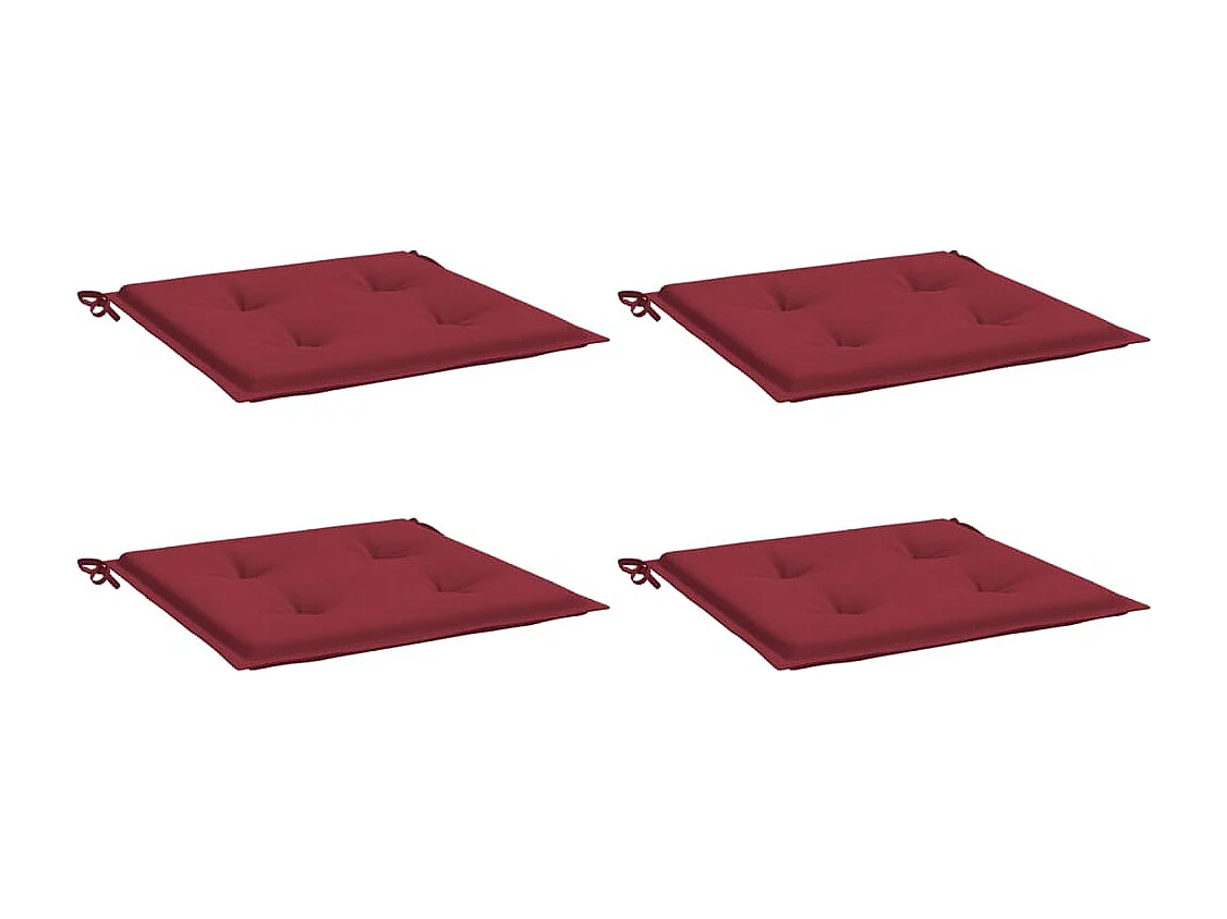 Coussins de chaise de jardin lot de 4 rouge bordeaux 40x40x3 cm FR541532