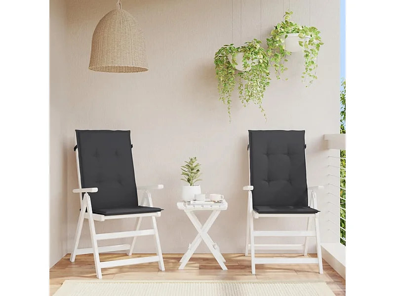 Cojín silla de jardín respaldo alto 2 uds tela negro 120x50x3cm ES435808