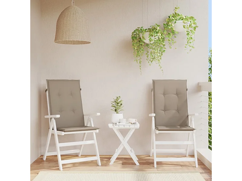 Cojín silla de jardín respaldo alto 2 uds tela taupé 120x50x3cm ES394515
