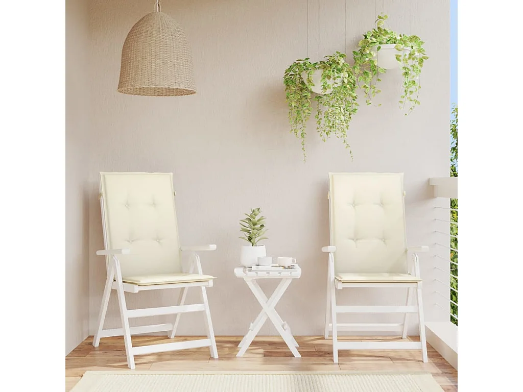 Coussins de chaise de jardin dossier haut lot de 2 crème tissu FR134706