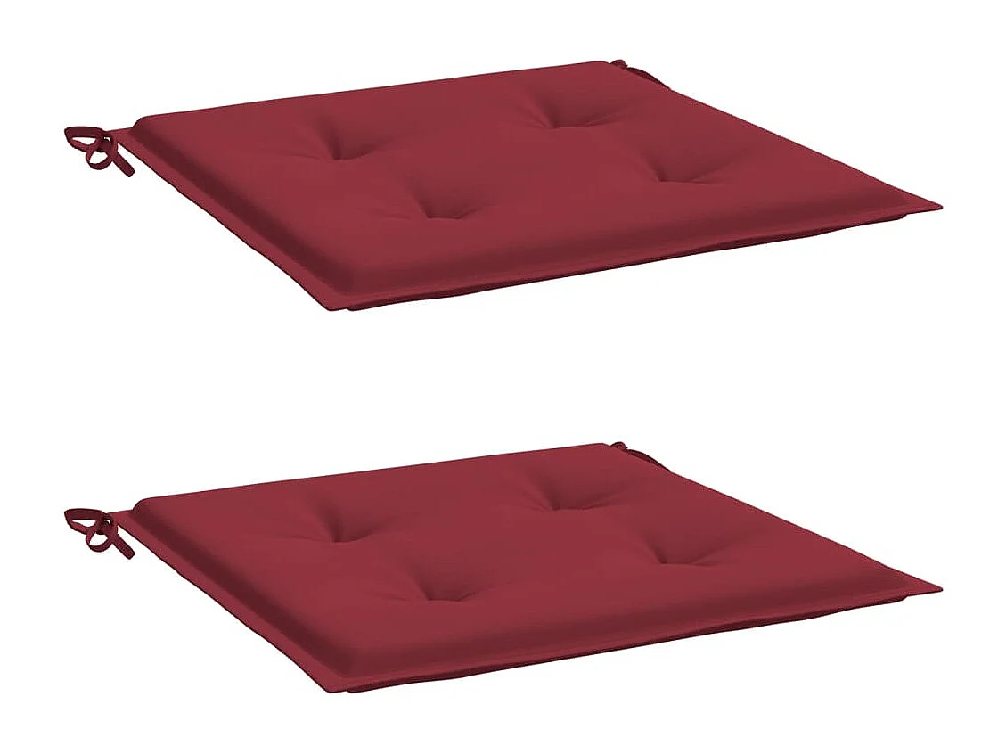 Coussins de chaise de jardin lot de 2 rouge bordeaux 50x50x3 cm FR313219