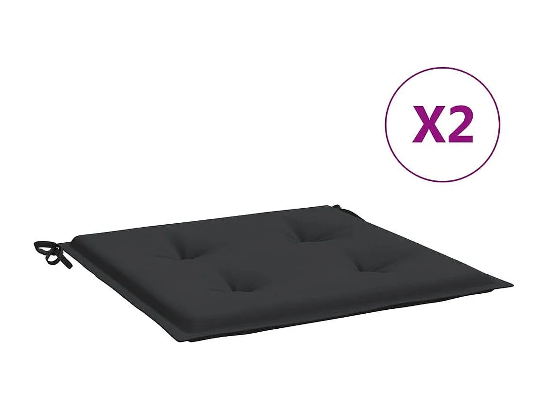 Coussins de chaise de jardin lot de 2 noir 50x50x3 cm FR568066