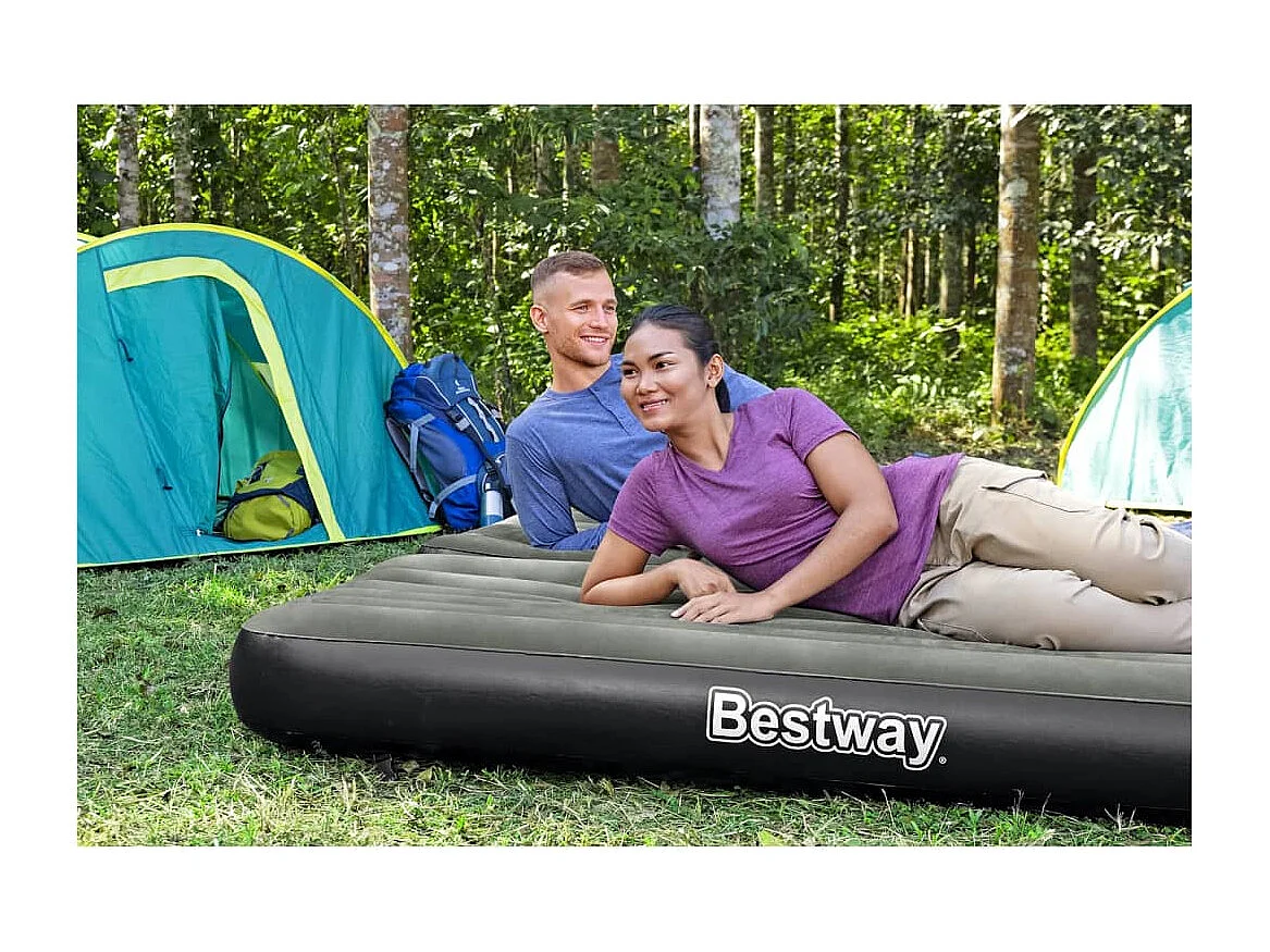 Colchão insuflável 3 em 1 188x99x25 cm preto e cinzento PT618103