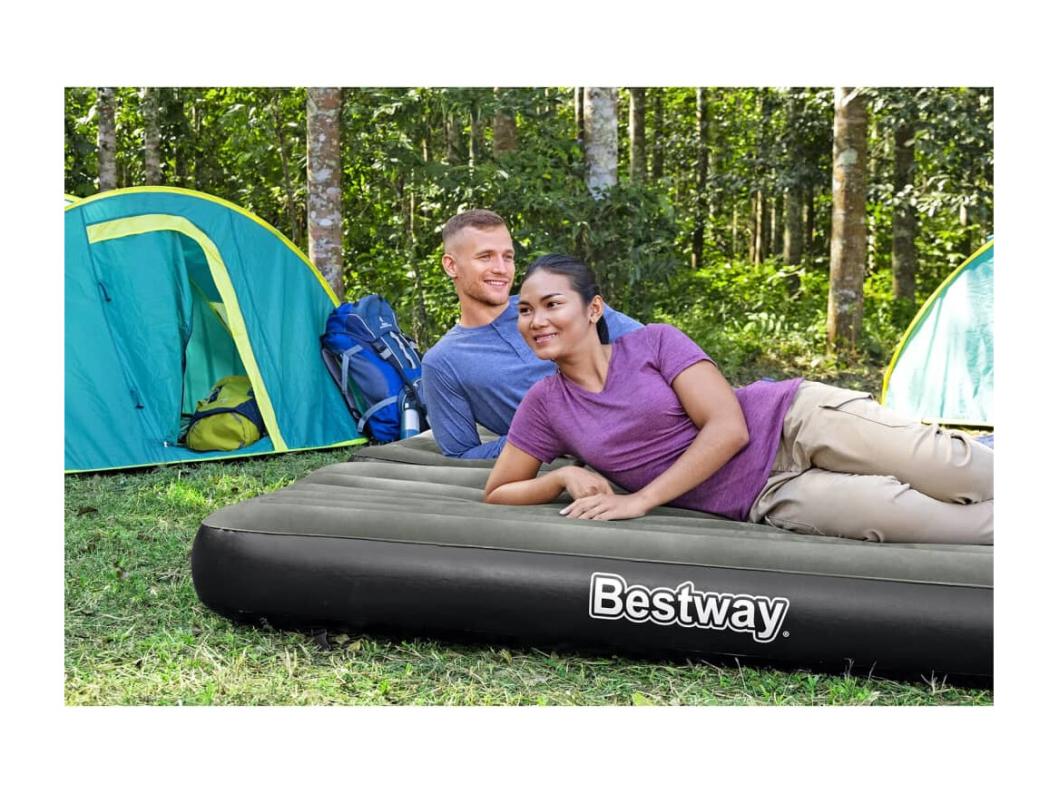 Matelas gonflable 3-en-1 Noir et gris 188x99x25 cm FR890856