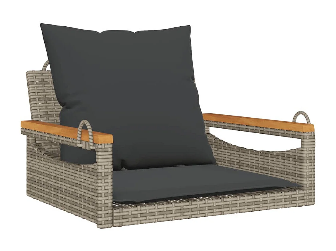 Banco baloiço com almofadões 63x62x40 cm vime PE cinzento PT877102