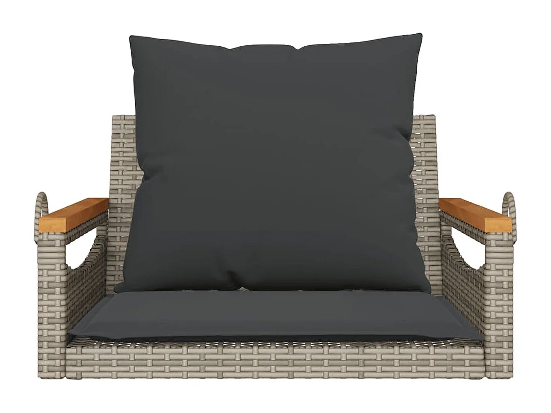 Balancelle avec coussins gris 63x62x40 cm résine tressée FR124735