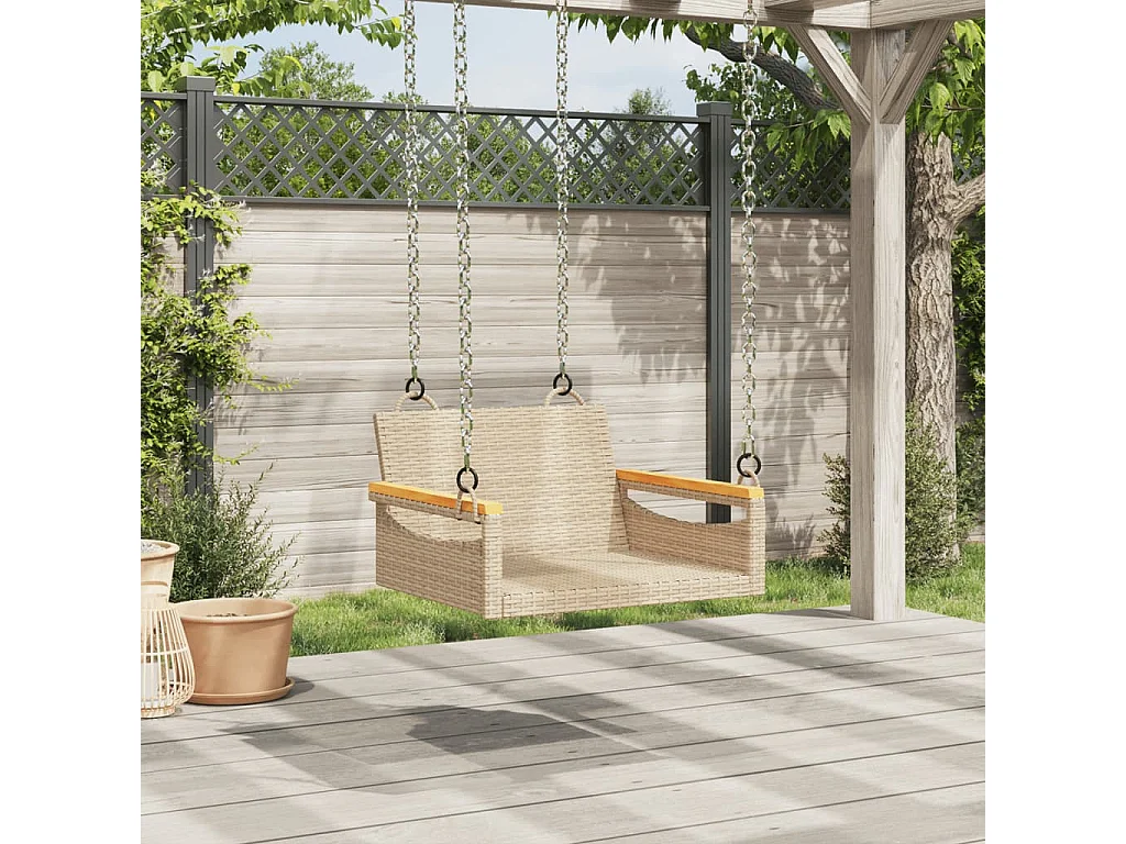 Balancelle beige 63x62x40 cm résine tressée FR777625