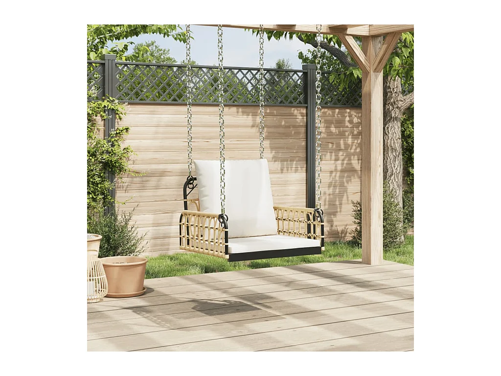 Balancelle avec coussins 63x58x39 cm résine tressée acier FR908207