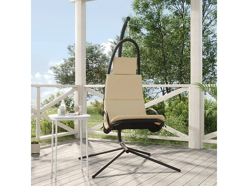 Balancelle de jardin et coussin crème tissu Oxford/acier FR258234