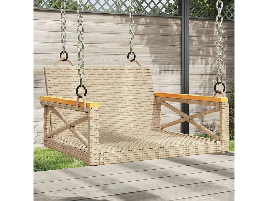 Balancelle beige 63x62x40 cm résine tressée FR859942